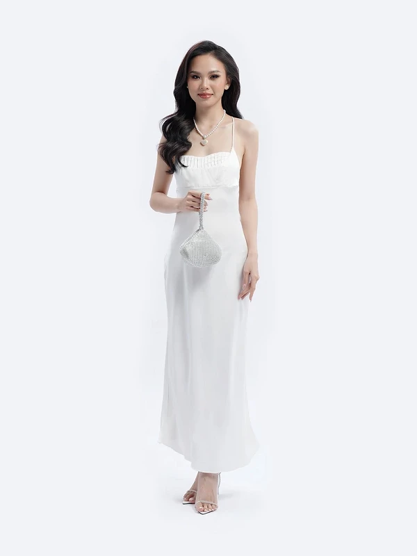 Đầm hai dây xếp li ngực Bellona Dress – Lụa Là