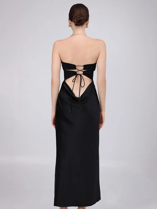 Đầm lụa cúp ngực dáng suông, lưng khoét thắt nơ Celeste Dress – Lụa Là
