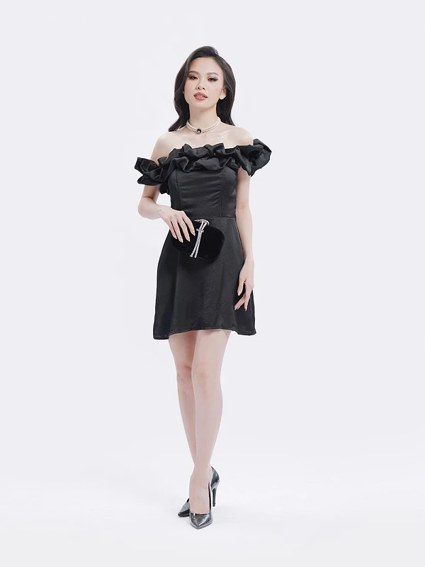 Đầm dự tiệc trễ vai phối bèo Ceres Dress – Lụa Là