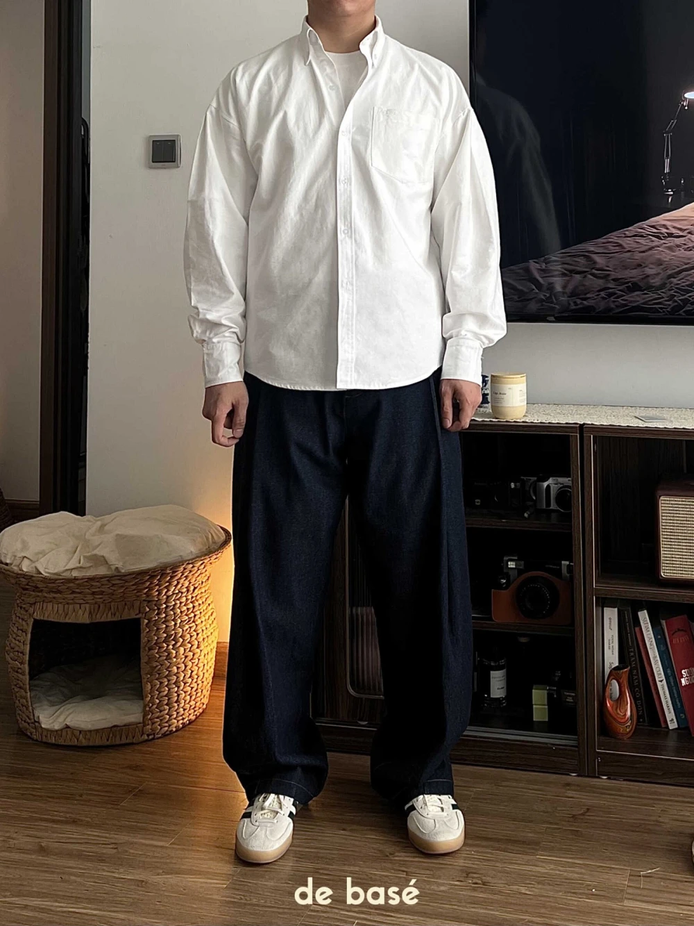 Sơ Mi Oxford Trái tim Oxford Shirt - Sơ Mi Oxford Trái tim – De Basé, màu xanh navy – ảnh 3