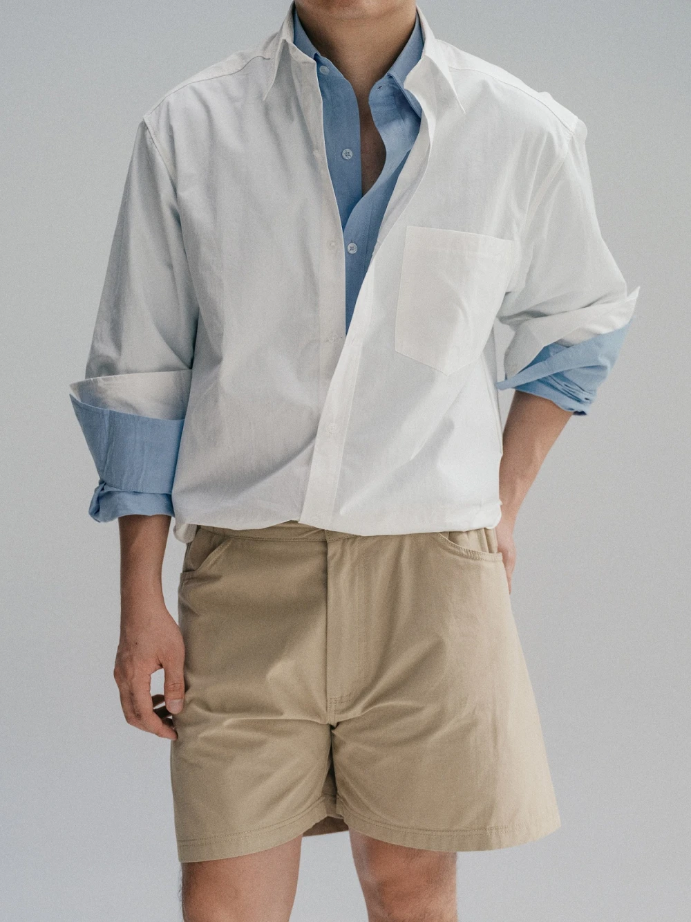 Áo Sơ Mi Cotton Thêu Logo Gáy SHIRT 02 - Áo Sơ Mi Cotton Thêu Logo Gáy – De Basé, màu trắng – ảnh 3