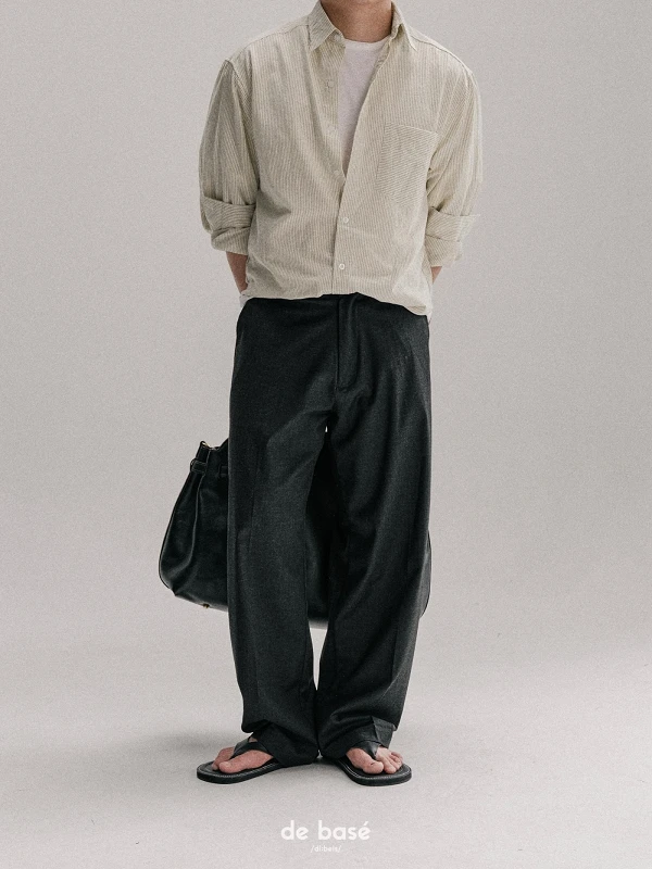 Quần Vải Xám Ống Cong 2.5 TROUSERS 04 - Quần Vải Xám Ống Cong 2.5 – De Basé