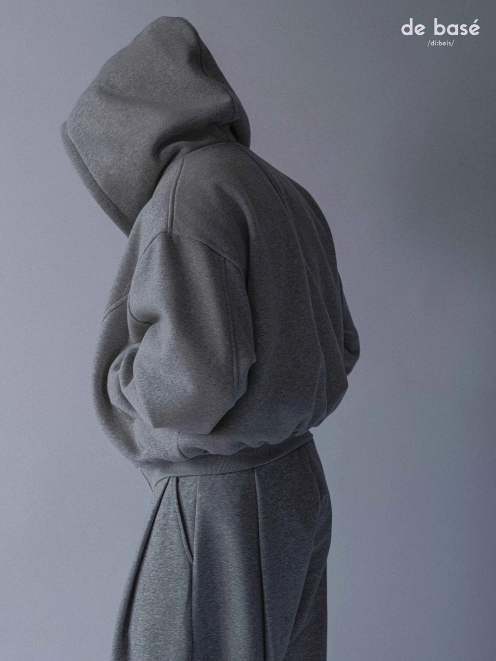Áo Khoác Hoodie Zip Nỉ bông 440gsm ZIP-UP HOODIE 01 - Áo Khoác Hoodie Zip Nỉ bông 440gsm – De Basé, màu xám – ảnh 3