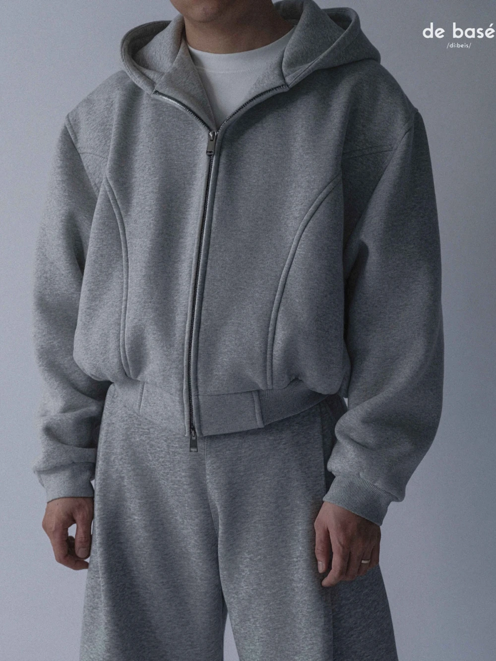 Áo Khoác Hoodie Zip Nỉ bông 440gsm ZIP-UP HOODIE 01 - Áo Khoác Hoodie Zip Nỉ bông 440gsm – De Basé, màu xám – ảnh 5