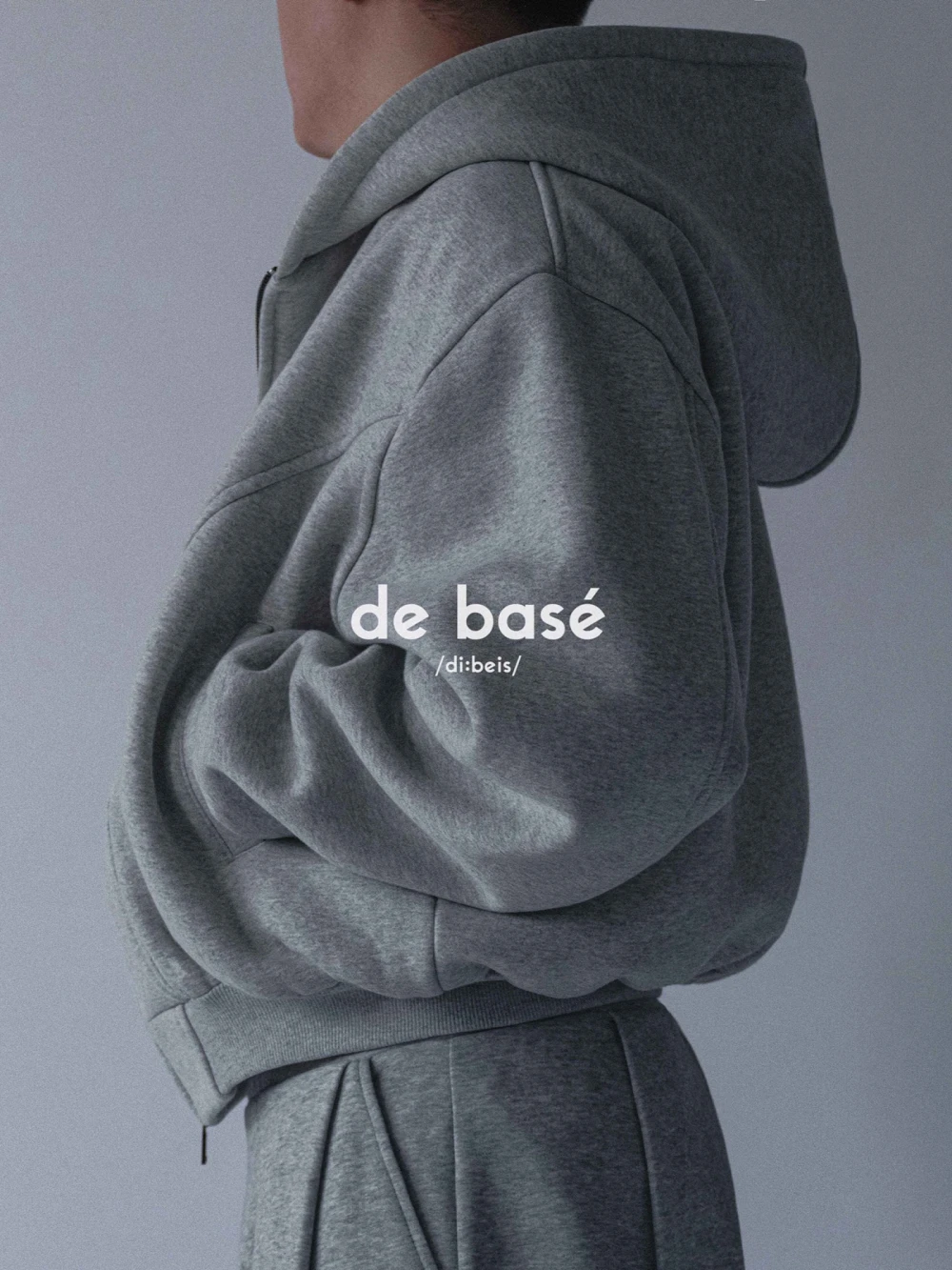 Áo Khoác Hoodie Zip Nỉ bông 440gsm ZIP-UP HOODIE 01 - Áo Khoác Hoodie Zip Nỉ bông 440gsm – De Basé, màu xám – ảnh 6