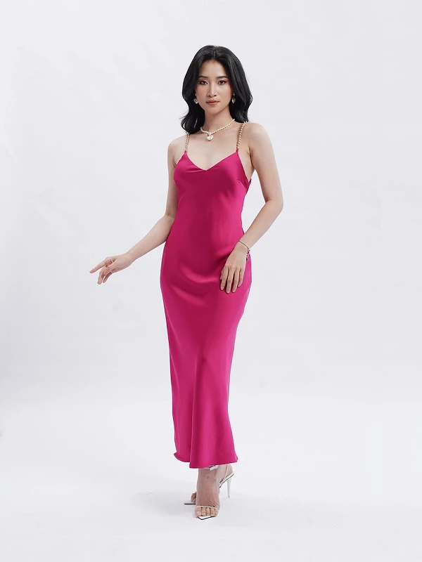 Đầm hai dây phối dây kim loại Hercule Dress – Lụa Là