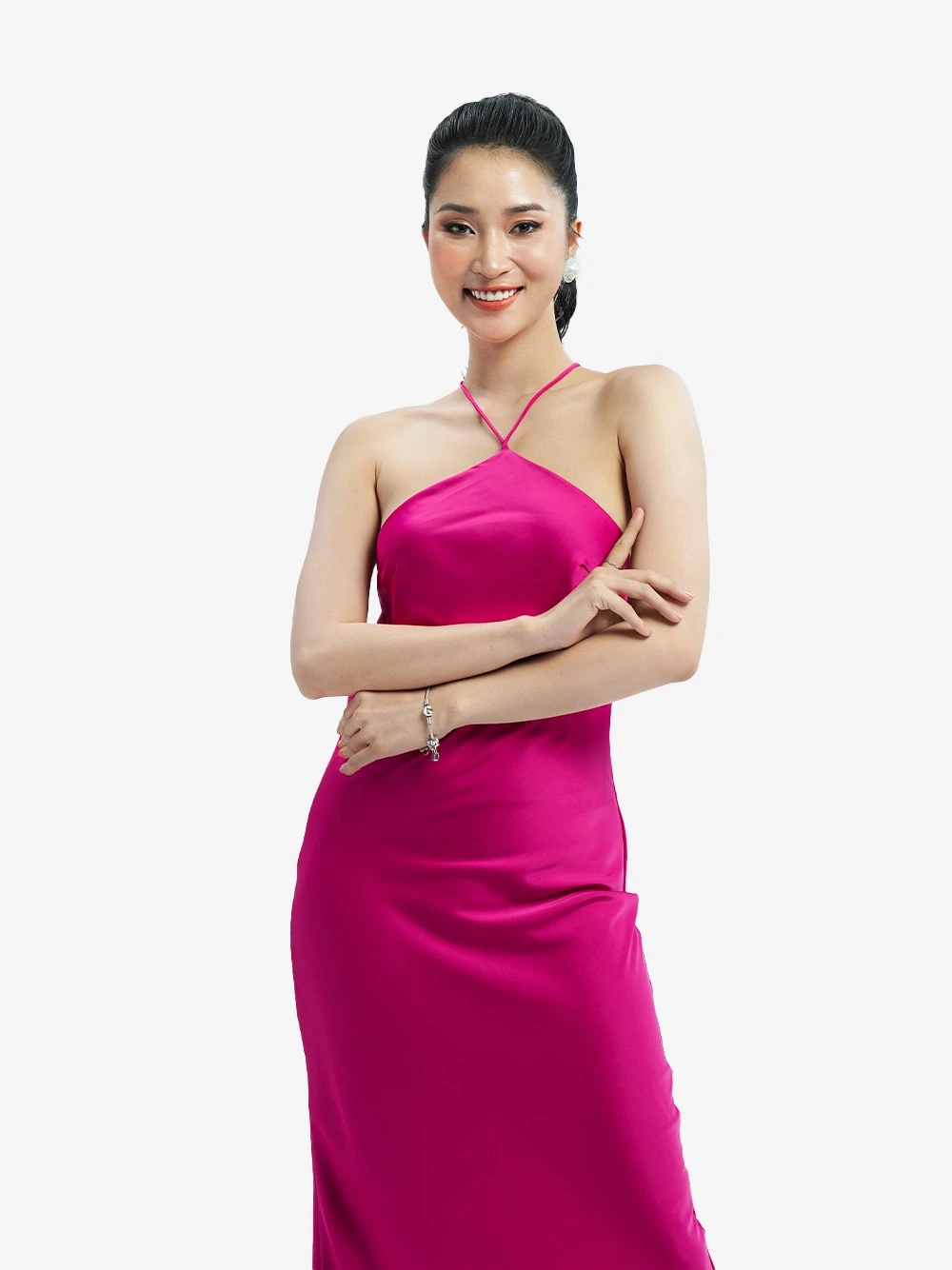 Đầm hai dây cổ yếm dự tiệc Kalina Dress – Lụa Là, màu hồng – ảnh 8