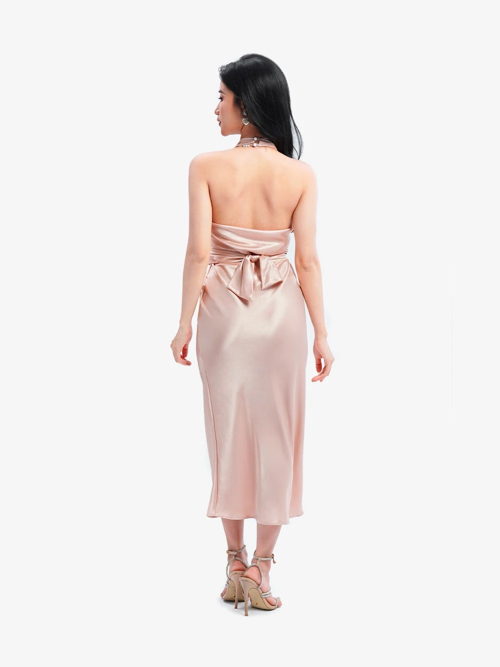 Đầm lụa cổ yếm xoắn eo, hở lưng, dáng midi Leilani Dress – Lụa Là, màu hồng – ảnh 7
