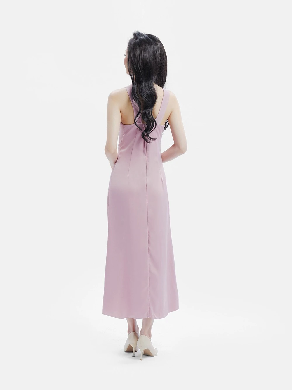Đầm dạ hội cổ chéo Ouranos Dress – Lụa Là, màu hồng – ảnh 3